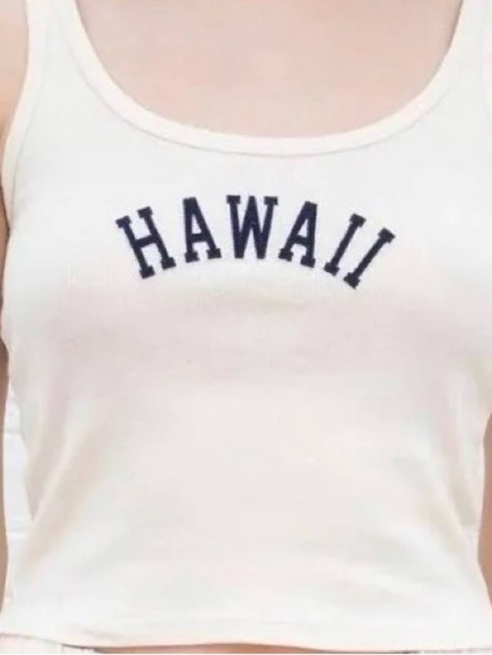 Brandy Melville White 'HAWAII' Scoop Neck Tank